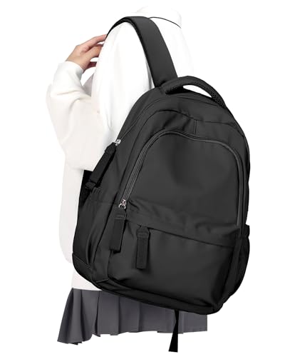 winspansy Small Backpack For School Girls Boys Aesthetic Lightweight Travel Daypack Simple Cute Backpack For Women Men College High School Bookbag Fit 14 Inch Laptop,Black - color: A1-black