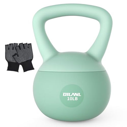 Soft Kettlebell, Safe Strength Training Kettle bell, Cushioned Impact-Resistant Base and Anti-Slip Grip Weight, Kettlebells Set for Home Workouts and Men/Women/Beginners,With Non-slip Gloves - color: Green