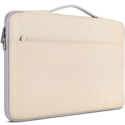 DOMISO 14 inch Laptop Case Sleeve Protective Cover Compatible with 15 inch MacBook Air M4 M3 M2,MacBook Pro,14-15 inch HP Dell ASUS Lenovo Chromebook,Waterproof Computer Cases Bag with Handle,Beige - color: Beige, size: 14" Laptop/15" for mac book