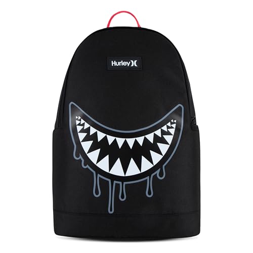 Hurley Unisex-Kids Graphic Backpack, Black/Black, One Size - color: Black/Black