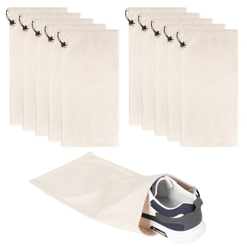 10 Pcs Single Shoe Bags for Travel,18"X9"shoe travel bag for Packing Dustproof Shoe Bag storage Sneaker Travel Bags Washable & Reusable dust bags for Boots Handbags Shoes & Toys (Beige) - color: Beige
