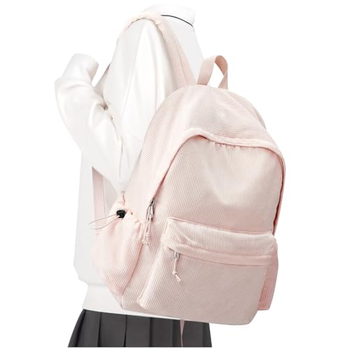 School Backpack for Teens Boys Girls Cute Corduroy Bookbag Classic Casual High School Bag Lightweight College Backpack For Women Men(Pink) - color: A5-pink