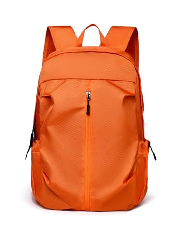 Lightweight Water Resistant Backpack Casual Daypack with Side Pockets for Travel Work Hiking for Men Women(orange) - color: Orange