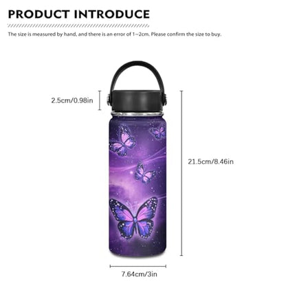 Flashideas Aesthetic Galaxy Butterfly Backpack for Girls Kids Backpack with Lunch Box 32 Ounce Water Bottle and Water Bottle Carrier 4Pcs Set 17" Bookbag with Compartments Large Capacity School Bag - color: Aesthetic Purple Galaxy Butterfly