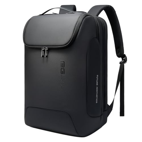 BANGE Men's Laptop Backpack for 17.3Inch Notebook,Waterproof Fashion Travel Backpacks,High Tech Backpack with Water Bottle, Work Business Backpacks for Men and Women - color: Black, size: Without Lock+USB