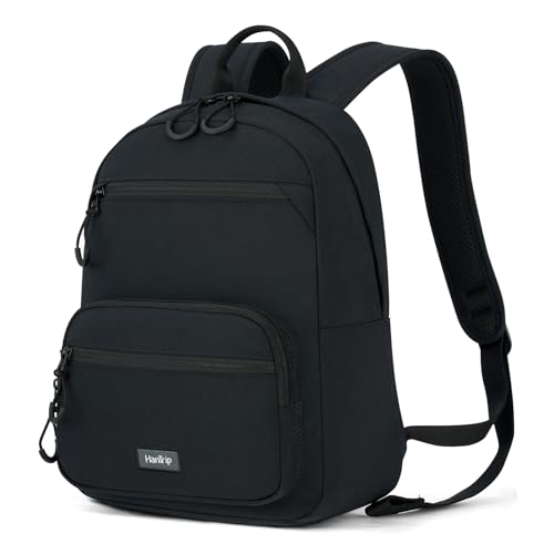 HanTrip Carry On Travel Backpack For Men Women, 13 Inch Small Mini Work Bag Personal Item Backpacks, Camping Back Pack Lightweight Hiking Daypack For Office Nurse Commuter (Black) - color: Black, size: 13 Inch