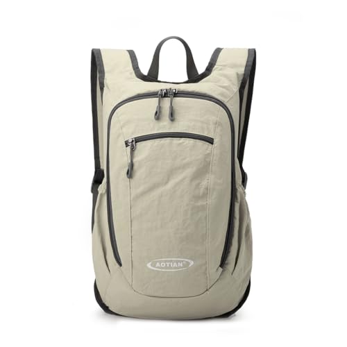 Daypack Unisex Casual Backpack With Large Capacity, Foldable, Lightweight, Durable Outdoor Hiking(Khaki) - color: Khaki