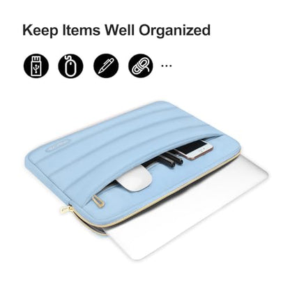 MOSISO Laptop Case 16 inch, 15-15.6 inch Puffy Laptop Sleeve Compatible with MacBook Pro 16 M5 M4 M3 M2 M1, HP Dell ASUS Acer Toshiba Lenovo, Polyester Horizontal Bag with Small Case, Air Blue - color: Air Blue, size: 16 inch