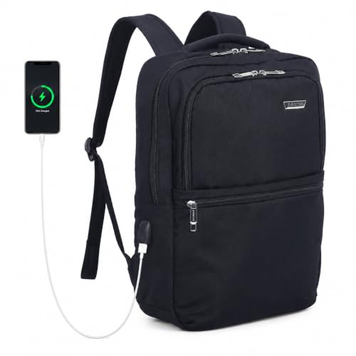 SAKOS Agatha 15.6 inch Laptop Backpack with USB Charging Port, Professional Travel Backpack Carry on Flight - TSA Approved, Water Repellent Backpack for Men & Women with Laptop Compartment - Black - color: 3. Agatha - Black