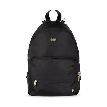 JuJuBe Diaper Bag Backpack with Changing Pad, 11-Pocket Large Capacity Organizer, 2 Interior Insulated Bottle Pockets, Wipe Pocket, Stroller Straps, Trolley Sleeve, Machine Washable (Black) - color: Black