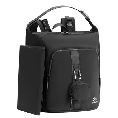 Diaper Bag Backpack with Changing Pad, Wet Dry Bag, Pacifier Case and Stroller Straps, Soft Cotton Lining, Baby Travel Bag for Moms and Dads（Black） - color: Black