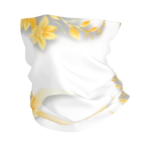 Golden Flowers Moon Prints Multifunctional Sport Headband – Seamless Stretch Neck Gaiter for Hiking, Biking, Running & Outdoor Activities – Soft, Quick-Dry, No-Fade Design