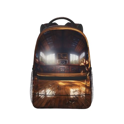 Basketball court Travel Backpack for Men & Women 15.6 inch Laptop Backpack Waterproof Work Back Pack - color: Basketball Court