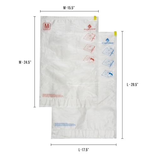 Eagle Creek Pack-It Compression Bags for Travel Set - Featuring One-Way Pressure Valve & Zip - For Efficient Travel Bag Packing - Water Resistant - Clear - Medium/Large - size: M/L