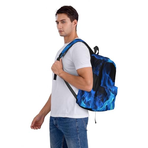 Blue Flame Travel Backpack for Men Women 15.6 inch Laptop Backpack Casual Daypack for Weekender - color: Blue Flame