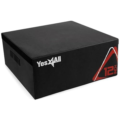 Yes4All Adjustable Soft Plyo Box, Jumping Trainer - For Plyometric Exercises and Conditioning, Multiple Height Variations - color: B. Black - 12"