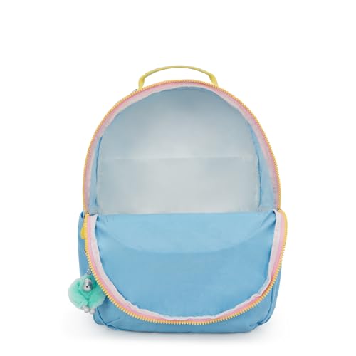 Kipling Women's Seoul Extra Large 17" Laptop Backpack, Durable, Roomy with Padded Shoulder Straps, Built-In Protective Sleeve - color: Pool Blue Mix Pop, size: 13.5''L x 17.75''H x 9''D