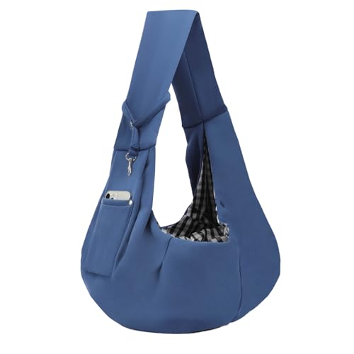 Dog Carrier Sling - Reversible Puppy Carrier Purse with Storage Pocket, Hand-Free Dog Sling Carrier for Carry Small Dogs and Cats, Travel Safety Harness, Dog and Cat Harness (Blue) - color: Blue