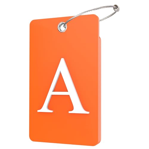 Gostwo 2 Pack Luggage Tags for Suitcases, 26 Initial Letter Travel Luggage Baggage Identification Labels ID Tag Fully Bendable Tags with Stainless Steel Loop (Orange) (Letter A) - color: Orange, size: Large A