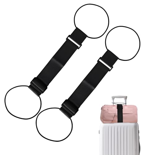 Luggage Connector Straps 2Pcs,2026 New Multi Use Strong Adjustable Bag Luggage Straps,Add a Bag Easy to Travel Suitcase Elastic Strap Belt Luggage Accessories(Black) - color: Black