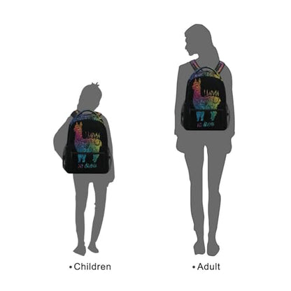 ALAZA Rainbow Llama No Drama Boho Backpack for Kids Boys Girls Student Laptop iPad Tablet Travel School Bag with Multiple Pockets - color: Llama