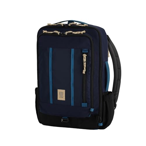 Topo Designs Global Travel Bag – 30L or 40L - Carry-On Compliant Most Airlines, Durable Travel Duffel Bag, Clam Shell Main Pocket, Laptop Sleeve, Backpack, Luggage (30L / Navy/Sahara) - color: Navy/Sahara, size: 30L