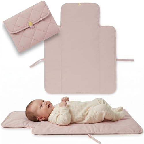 Portable Diaper Changing Pad - Soft and Easy to Clean Diaper Changing Mat for Babies - The Perfect Lightweight and Foldable Pad for Traveling - color: Pink