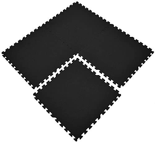 Xspec 3/8" Thick 100 sq. ft. (25 pcs) Gym EVA Foam Floor Mats (24" x 24") | T Pattern, Black - style: T Pattern-Black