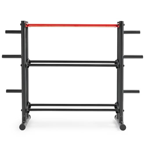 Sunny Health & Fitness Multi-Weight Storage Rack Stand for Dumbbells, Kettlebells, Olympic Weight Plates, Barbell, Medicine Ball - style: 3-Tier Rack