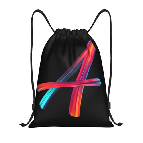 Drawstring Bags Initial Drawstring Backpack Sackpack Black Draw String Cinch Bags for Sports, Gym, Travel, Swimming, Beach, Camping, Rainbow Letter A - color: Letter-a, size: M-19.6"*16.5"