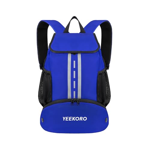 Soccer Backpack Multifunctional Sport Gym Bags with Dry-wet Separate & Shoe Compartment for Basketball Volleyball - color: Basic Model-Blue
