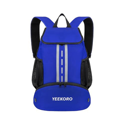 Soccer Backpack Multifunctional Sport Gym Bags with Dry-wet Separate & Shoe Compartment for Basketball Volleyball - color: Basic Model-Blue