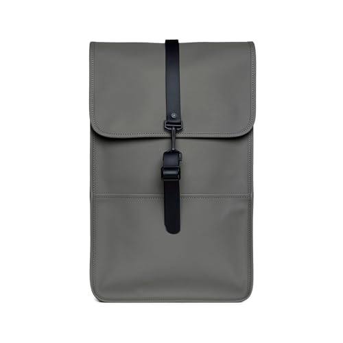 RAINS Backpack - Grey Waterproof Minimalist Backpack for Men and Women - 15 Inch Laptop Compartment, Flap Closure, Water Resistant & Water Repellent - 2 Year Warranty - color: Grey, size: Standard
