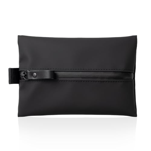 Water-Resistant Zipper Pouch, Made in Japan, Compact Organizer for Cords & Essentials, Multipurpose Bag for Cosmetics, Travel Accessories & Toiletries, Eco & Durable Materials, TOFTPOUCH, Small, Black - color: Black, style: Small Size