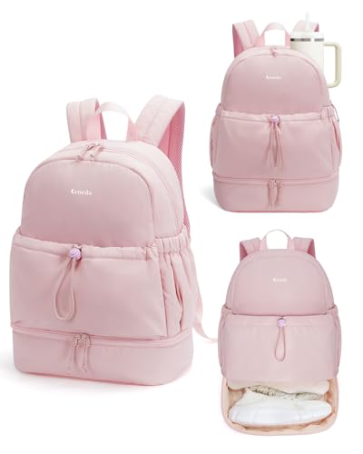 Ceneda Gym Backpack for Women, Cute Gym Bag with Shoe Compartment, Wet Pocket & Tumbler Strap, Puffer Dance Cheer Backpack - color: Pink, style: Puffer