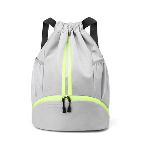 JELUTAR Drawstring Backpack Gym Bag with Shoes Compartment for Soccer, Basketball, Swim, Water-Resistant String Backpack Beach Cinch for Women Men, Grey, Medium - color: Grey, size: Medium
