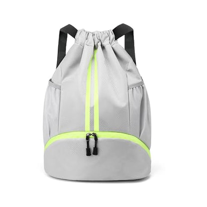JELUTAR Drawstring Backpack Gym Bag with Shoes Compartment, Grey - color: Grey, size: Medium