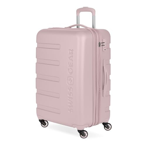 SwissGear 7366 Signature Hardside Expandable Luggage with Spinner Wheels, TSA Lock, Pink, Checked-Medium 23-Inch - color: Pink, size: Checked-Medium 23-Inch
