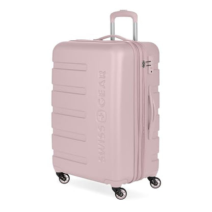SwissGear 7366 Signature Hardside Expandable Luggage with Spinner Wheels, TSA Lock, Pink, Checked-Medium 23-Inch - color: Pink, size: Checked-Medium 23-Inch