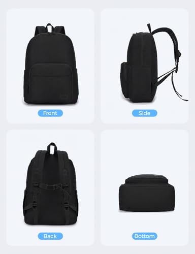 VASCHY School Backpacks, Lightweight Bookbag Schoolbag for Boys Girls Casual Basic Simple Daypack for Men Women Black - color: Black