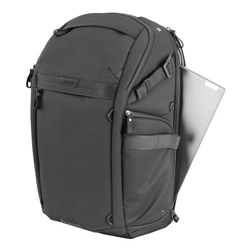 VANGUARD VEO Metro B25L Camera & Everyday Backpack (Black) – Fits 70–200mm Attached, 16" Laptop Storage, Convertible Daypack Design, Carry-On Ready - color: Black, size: 25L