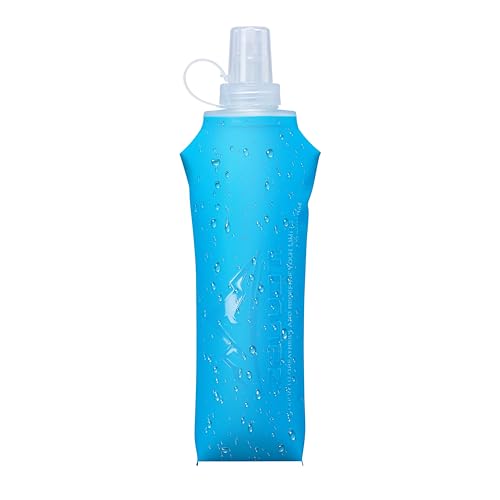 Zelvot Running Vest Soft Flask, BPA-Free 500ml Collapsible Water Bottle for Hydration Backpack, Folding Running Water Bottle for Marathon Hiking Cycling Climbing (Blue, 500 ML) - color: Blue, size: 16.9 Ounces