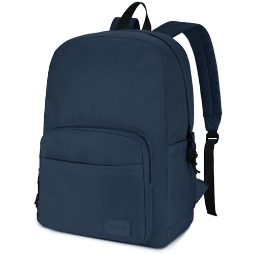VASCHY School Backpacks, Lightweight Bookbag Schoolbag for Boys Girls Casual Basic Simple Daypack for Men Women Navy - color: Navy