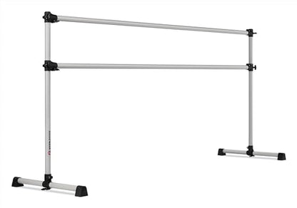VITA Barre Portable Freestanding Double Ballet Barre, Prodigy, Aluminum | Adjustable Height, USA Made, Home or Gym Exercise Equipment for Kids & Adults | Dance, Fitness, Pilates - color: Satin Silver, style: 8 Ft