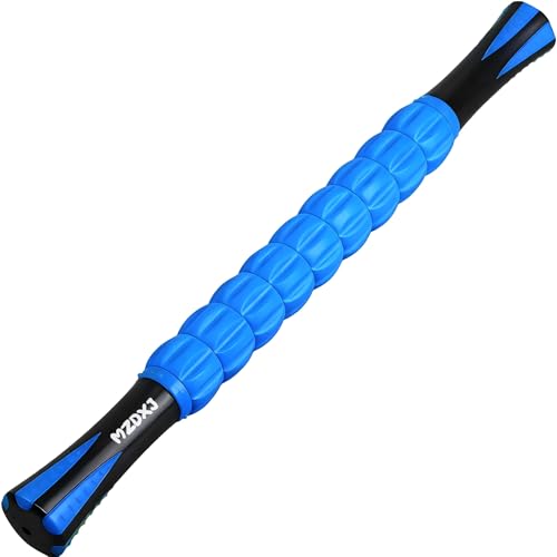 Muscle Roller & Massage Roller Stick for Athletes - Lymphatic Drainage Support, Relieves Muscle Soreness, Cramping & Tightness - Targets Legs, Arms, Back & Calves （Blue - 18inch） - color: Blue