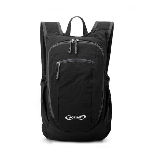 Daypack Unisex Casual Backpack With Large Capacity, Foldable, Lightweight, Durable Outdoor Hiking(Black) - color: Black