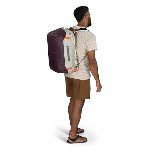 Osprey Transporter Lightweight Travel Duffel Bag - Extra Large Water Resistant Durable Gear Bag for Men and Women - color: Mystery White-moody Burgundy, style: 40l