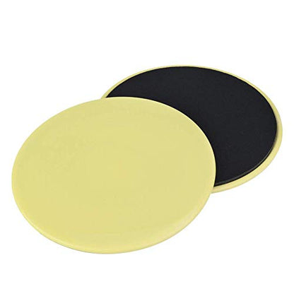Core Sliders Exercise Discs, 2-Pack Yellow Fitness Sliders for Home Gym, Yoga, Pilates, Full Body Workout on Wood, Carpet, Tile