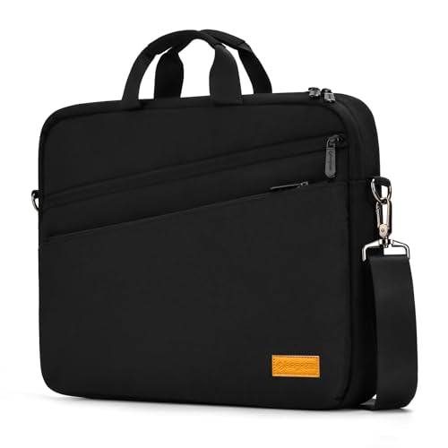 bagasin 15 15.6 16 inch Laptop Computer PC Shoulder Bag Carrying Case, Water-Repellent Fabric Briefcase, Lightweight Toploader, Business Casual or School - color: Black, size: 15-16