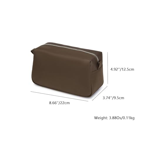 Organizer Bag Lightweight Cosmetic Bag with Ring Clasp Perfect Travel Makeup Bag for Women nylon Stand Up Design (Brown/Nylon) - color: Brown/Nylon